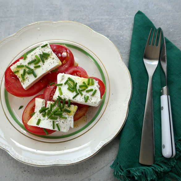 Skive med tomat og fetaost